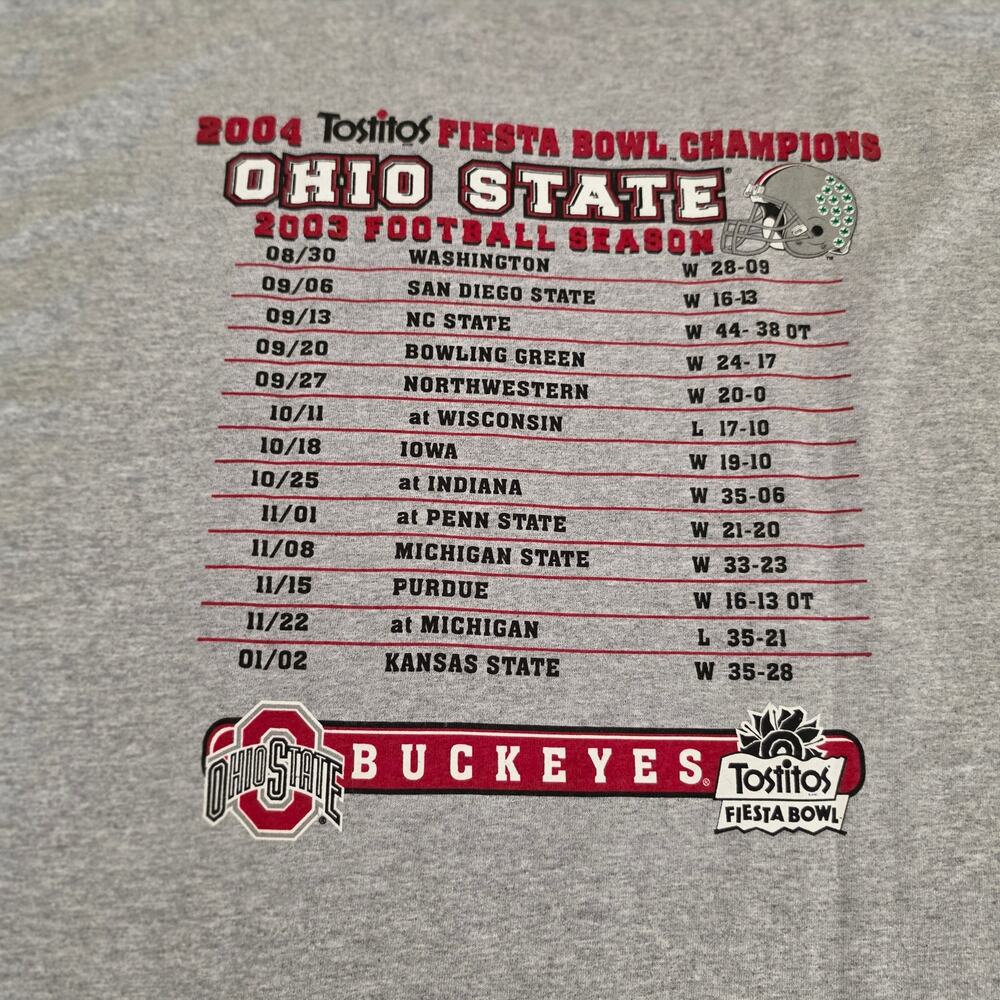 Ohio State Buckeyes Gray XL 2004 Tostitos Fiesta Bowl Champions T-Shirt - Picture 4 of 6
